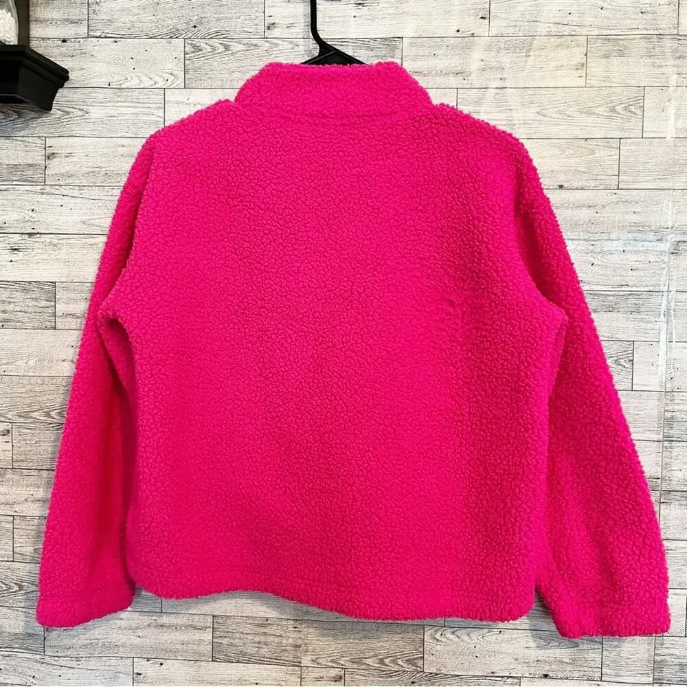 GAP KIDS Fuchsia Sherpa Quarter Zip Fleece XL 12 | Cozy Winter Pullover